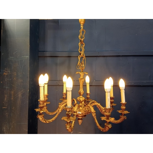 469 - Brass eight branch chandelier in the Neoclassical style {H 90cm x Dia 75cm}. - NOT AVAILABLE TO VIEW... 