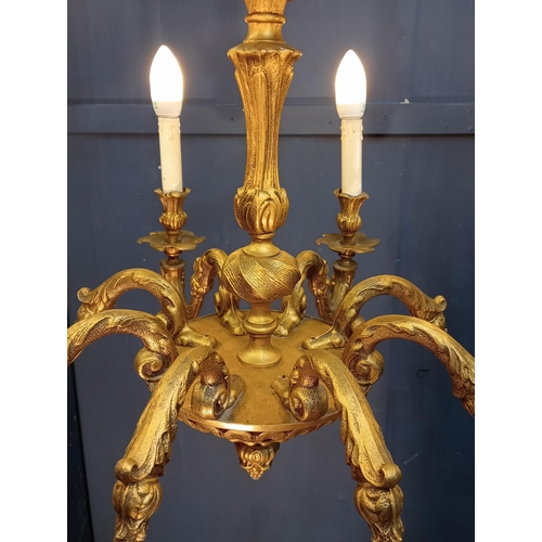 469 - Brass eight branch chandelier in the Neoclassical style {H 90cm x Dia 75cm}. - NOT AVAILABLE TO VIEW... 