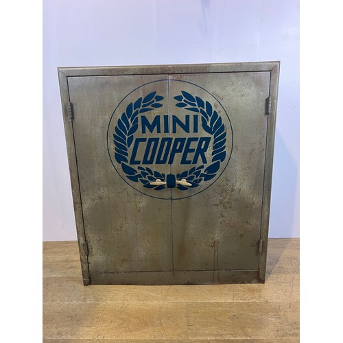 458 - Metal Mini Cooper cabinet {H 101cm x W 90cm x D 47cm }. - NOT AVAILABLE TO VIEW IN PERSON
