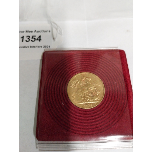 1354 - Queen Victoria English Gold Sovereign. 1872 - NOT ON SITE FOR VIEWING