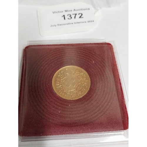 1372 - 21 Swiss Francs Gold Coin - Helvetia Vreneli. 1900 - NOT ON SITE FOR VIEWING