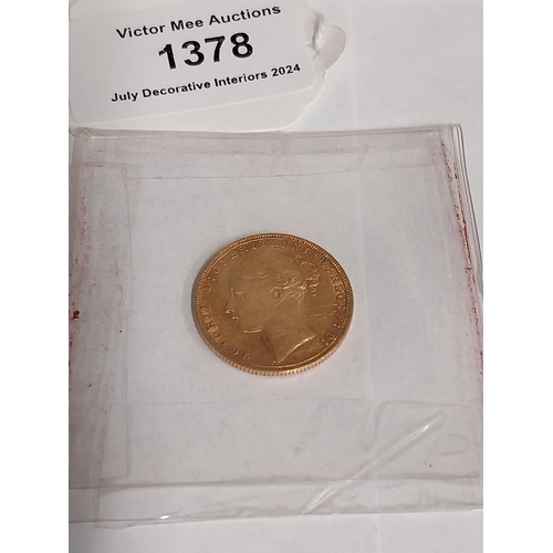 1378 - Queen Victoria English Gold Sovereign. 1878 - NOT ON SITE FOR VIEWING