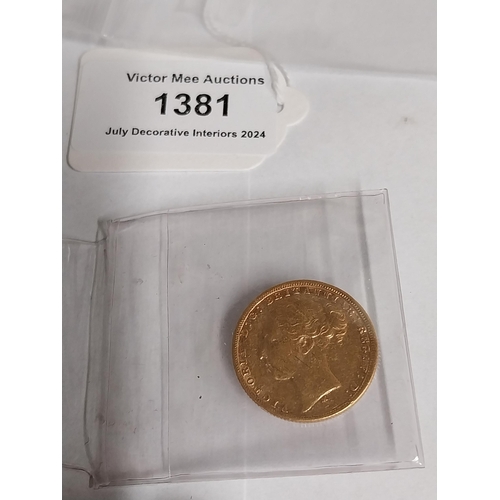 1381 - Queen Victoria English Gold Sovereign. 1876 - NOT ON SITE FOR VIEWING