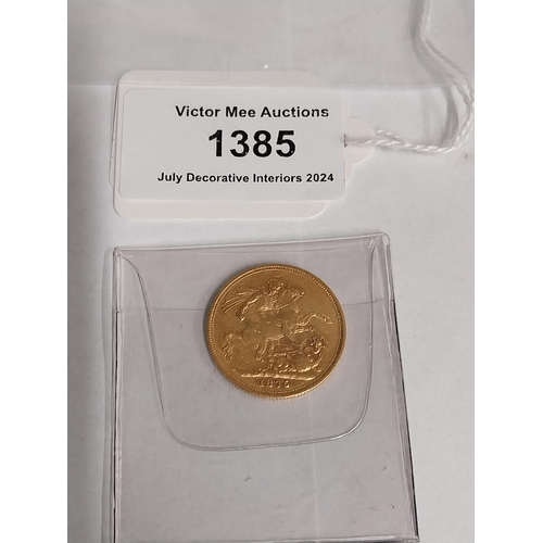 1385 - Queen Victoria English Gold Sovereign. 1875 - NOT ON SITE FOR VIEWING