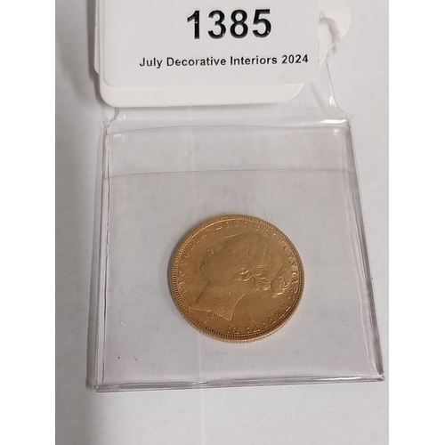 1385 - Queen Victoria English Gold Sovereign. 1875 - NOT ON SITE FOR VIEWING