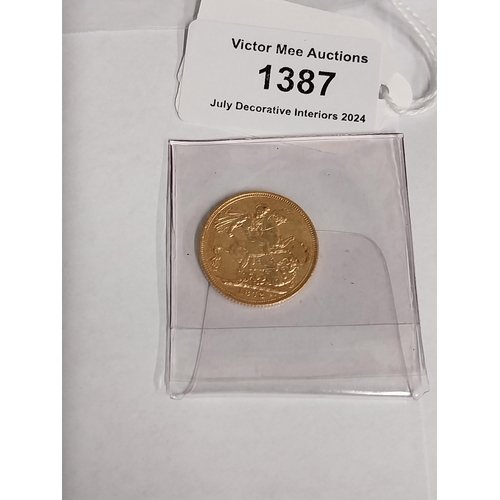 1387 - Queen Victoria English Gold Sovereign. 1872 - NOT ON SITE FOR VIEWING