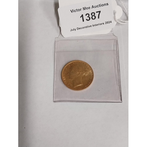 1387 - Queen Victoria English Gold Sovereign. 1872 - NOT ON SITE FOR VIEWING