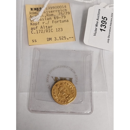 1395 - Aureus Roman Emperor Titus Vespasian Gold Coin. AD 79-81   - NOT ON SITE FOR VIEWING