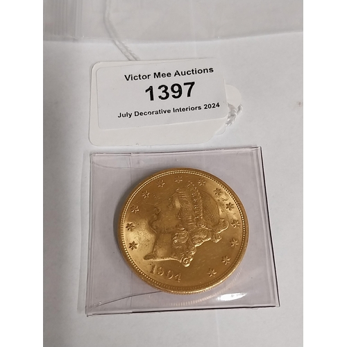 1397 - 20 Dollar United States Gold Double Eagle / Liberty  Head Coin . 1904  - NOT ON SITE FOR VIEWING