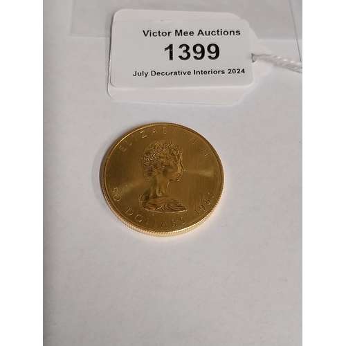 1399 - Queen Elizabeth II Canadian Gold 50 Dollar Coin. 1980.    - NOT ON SITE FOR VIEWING