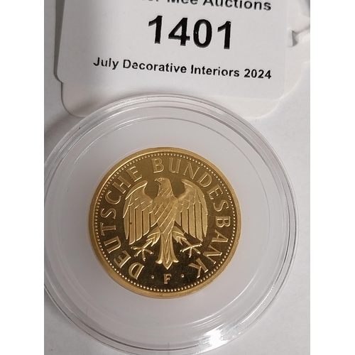 1401 - 1 Deutsche Mark  German Gold Coin. 2001 Mint mark F, in the original protective plastic capsule. - N... 