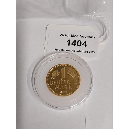 1404 - 1 Deutsche Mark  German Gold Coin. 2001 Mint mark F, in the original protective plastic capsule. - N... 