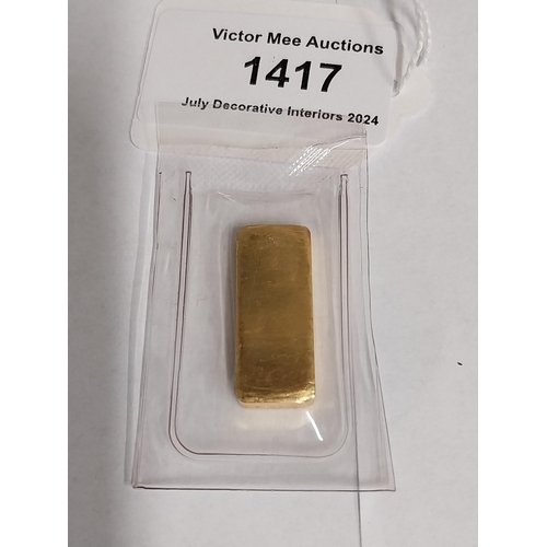 1417 - 20 Gram Degussa 999.9 Proof Gold Bar.    - NOT ON SITE FOR VIEWING