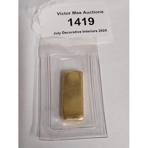 1419 - 20 Gram Degussa 999.9 Proof Gold Bar.    - NOT ON SITE FOR VIEWING