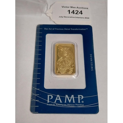 1424 - 20 gram PAMP Suisse Minted Fine Gold Bar,  Serial No 465062, in original packaging.  - NOT ON SITE F... 