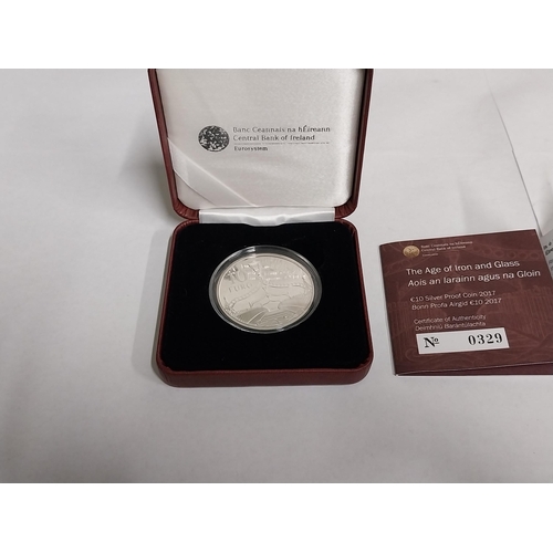 1443 - Central Bank of Ireland The Age of Iron & Glass � 10 Silver Proof Coin 2017 with Certificate of Auth... 