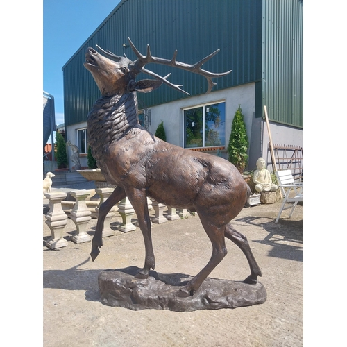 1115 - Exceptional quality bronze sculpture of a Majestic Stag mounted on craggy rock {205 cm  H x 150 cm W... 