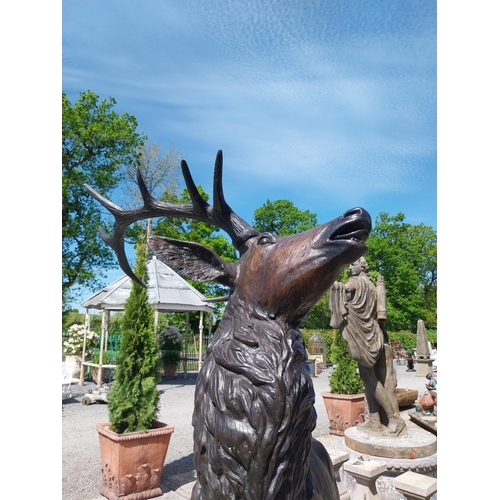 1115 - Exceptional quality bronze sculpture of a Majestic Stag mounted on craggy rock {205 cm  H x 150 cm W... 