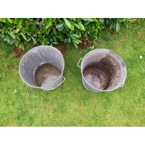 1116 - Pair of early 20th C. galvanised planters {39 cm H x 43 cm Dia.}.