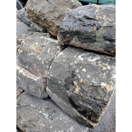 1157 - Collection of nine pieces reclaimed Victorian hogback Yorkshire stone copings {H 16cm x D 36cm x W 8... 