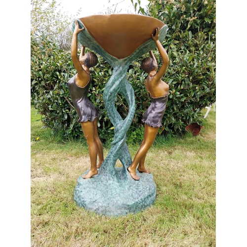 1210 - Exceptional quality bronze bird bath or water feature in the Art Nouveau style {118 cm H x 65 cm W x... 