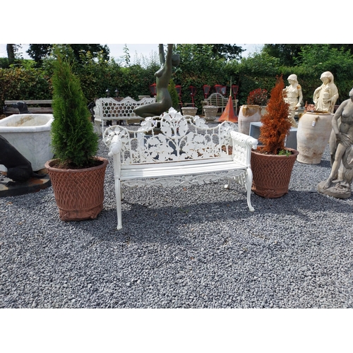 1305 - Pair of moulded terracotta lattice planters {143 cm H - including and Planter 50 cm H x 55 cm Dia.}.