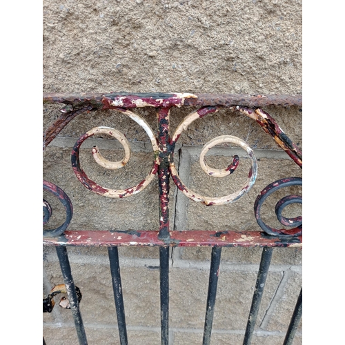 1307 - Wrought iron pedestrian gate with bow decoration {H 93cm x W 93cm}. NOT AVAILABLE TO VIEW IN PERSON