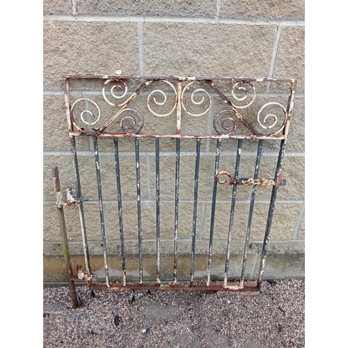 1307 - Wrought iron pedestrian gate with bow decoration {H 93cm x W 93cm}. NOT AVAILABLE TO VIEW IN PERSON