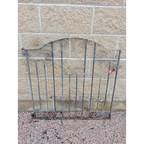 1308 - Wrought iron pedestrian gate with scroll decoration {H 92cm x W 90cm }. NOT AVAILABLE TO VIEW IN PER... 