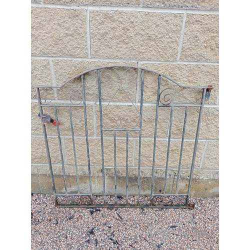 1308 - Wrought iron pedestrian gate with scroll decoration {H 92cm x W 90cm }. NOT AVAILABLE TO VIEW IN PER... 