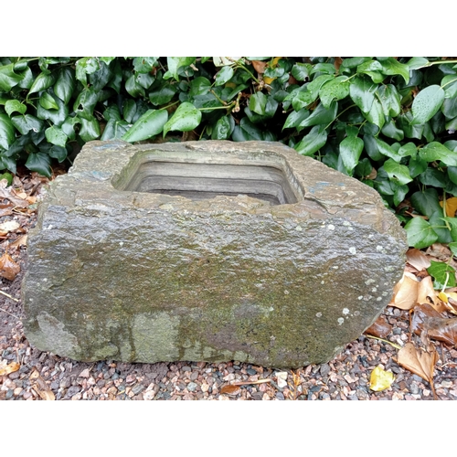 1315 - Yorkshire stone d-end trough {H 26cm x W 76cm x D 46cm }. NOT AVAILABLE TO VIEW IN PERSON