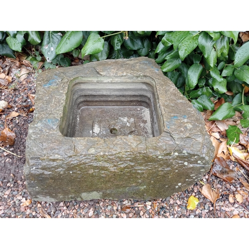 1315 - Yorkshire stone d-end trough {H 26cm x W 76cm x D 46cm }. NOT AVAILABLE TO VIEW IN PERSON