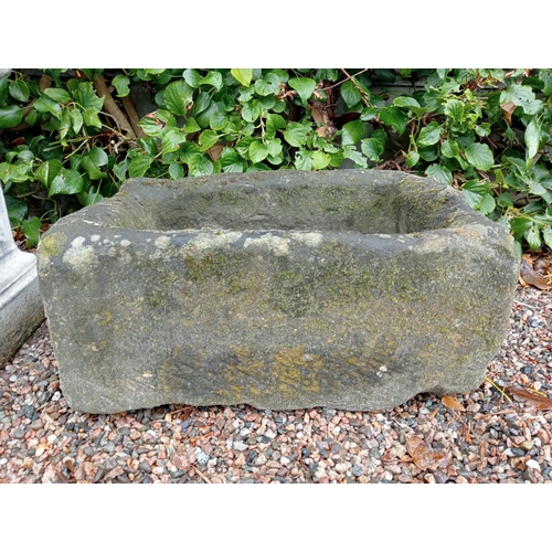 1319 - Yorkshire stone trough {H 26cm x W 56cm x D 40cm }. NOT AVAILABLE TO VIEW IN PERSON