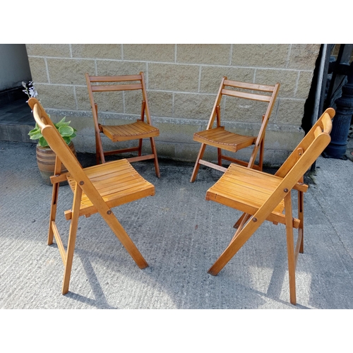 1324 - Four teak folding deck chairs {H 80cm x W 45cm x D 40cm }. NOT AVAILABLE TO VIEW IN PERSON