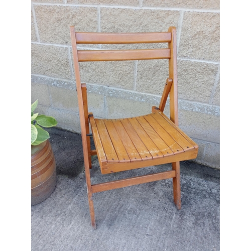 1324 - Four teak folding deck chairs {H 80cm x W 45cm x D 40cm }. NOT AVAILABLE TO VIEW IN PERSON