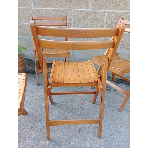 1324 - Four teak folding deck chairs {H 80cm x W 45cm x D 40cm }. NOT AVAILABLE TO VIEW IN PERSON