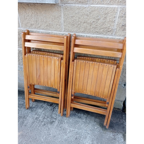 1324 - Four teak folding deck chairs {H 80cm x W 45cm x D 40cm }. NOT AVAILABLE TO VIEW IN PERSON