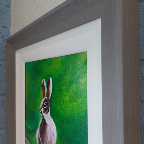 246 - Framed acrylic on board - A Rabbit, signed Kate. {45 cm H x 40 cm W}.