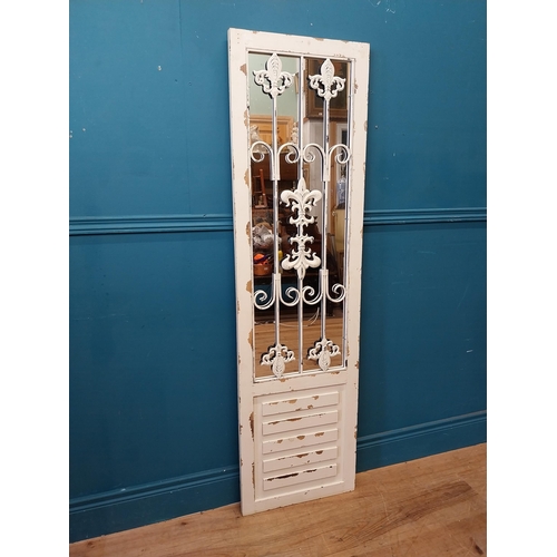 250 - Decorative wooden and metal wall hanging mirror {150 cm H x 43 cm W}.