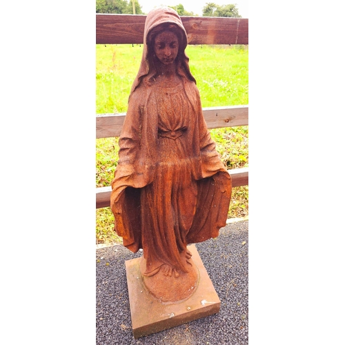 1331 - Cast iron statue of Madonna {119 cm H x 45 cm W x 35 cm D}.