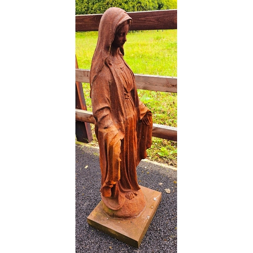 1331 - Cast iron statue of Madonna {119 cm H x 45 cm W x 35 cm D}.