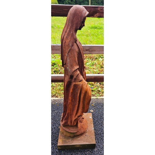 1331 - Cast iron statue of Madonna {119 cm H x 45 cm W x 35 cm D}.