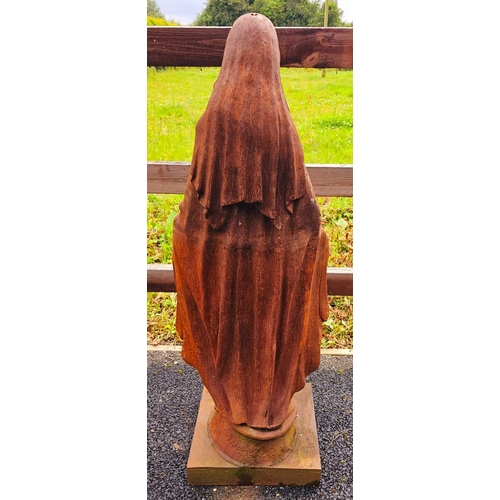 1331 - Cast iron statue of Madonna {119 cm H x 45 cm W x 35 cm D}.