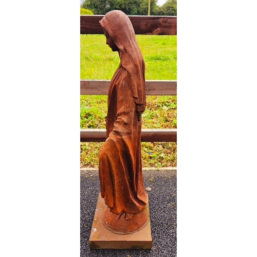 1331 - Cast iron statue of Madonna {119 cm H x 45 cm W x 35 cm D}.