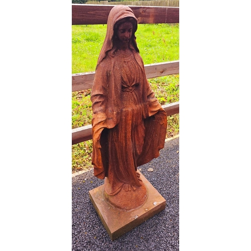 1331 - Cast iron statue of Madonna {119 cm H x 45 cm W x 35 cm D}.