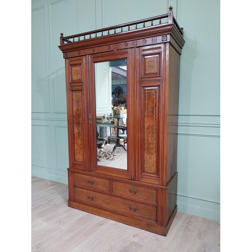 16 - Edwardian walnut wardrobe with mirrored door {235 cm H x 152 cm W x 60 cm D}.