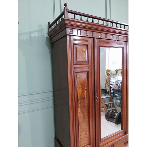 16 - Edwardian walnut wardrobe with mirrored door {235 cm H x 152 cm W x 60 cm D}.