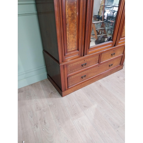 16 - Edwardian walnut wardrobe with mirrored door {235 cm H x 152 cm W x 60 cm D}.