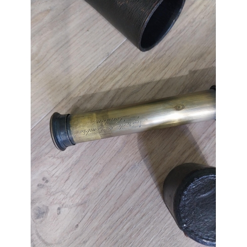 225 - Collection of six 19th C. brass and leather telescopes.