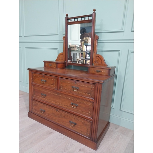 23 - Edwardian walnut washstand with mirrored back and two short drawers over the long drawers {136 cm H ... 